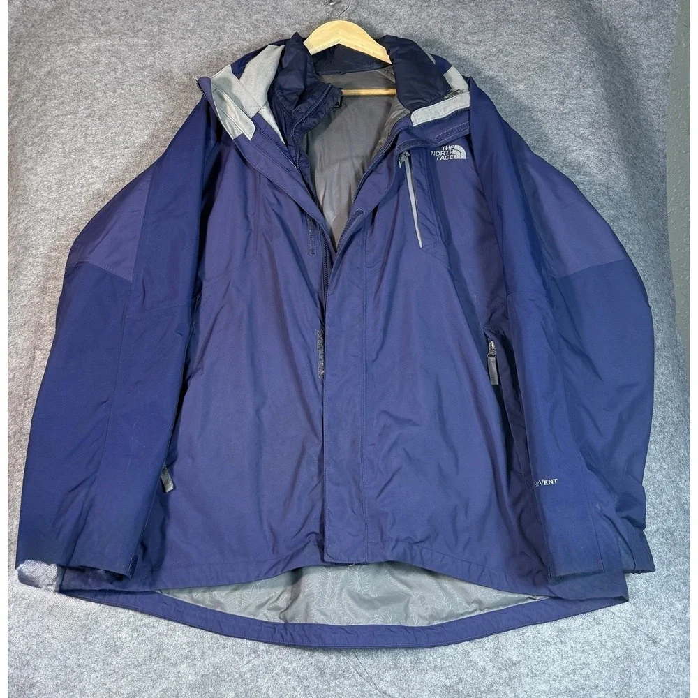 The North Face Men's XXL HyVent Waterproof Hooded‎ Rain Jacket Blue Shell